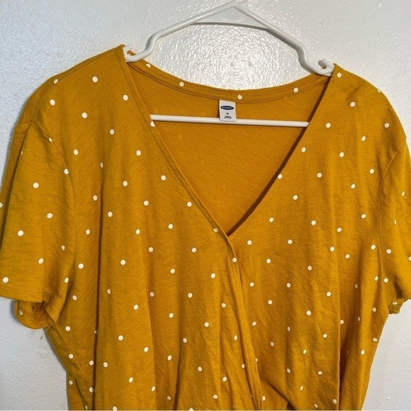 Old Navy Wrap Blouse Yellow Polka Dots - Picture 3 of 11